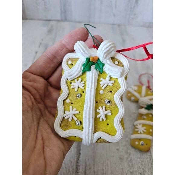 Vintage cookie candy cane heart present ornament lot clay set Xmas tree - Picture 12 of 13